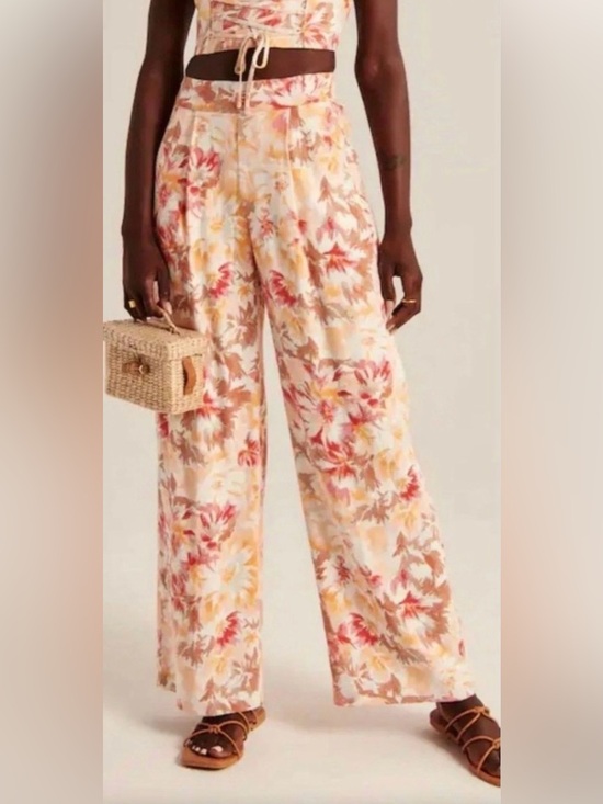 Abercrombie & Fitch Pants - Abercrombie & Fitch Floral Linen Blend Wide Leg Pants M